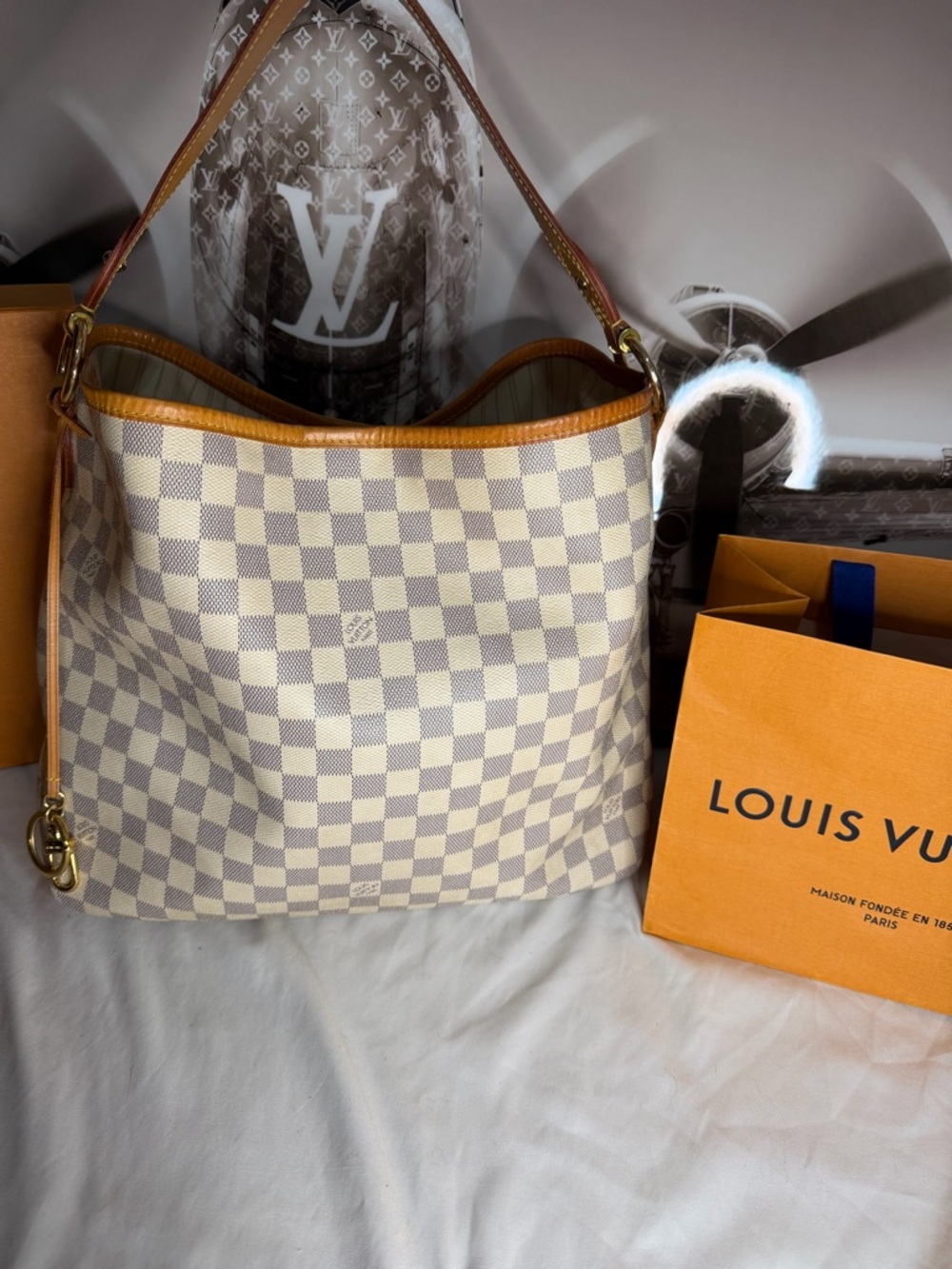 Louis Vuitton Damier Azur Delightful MM Shoulder Bag